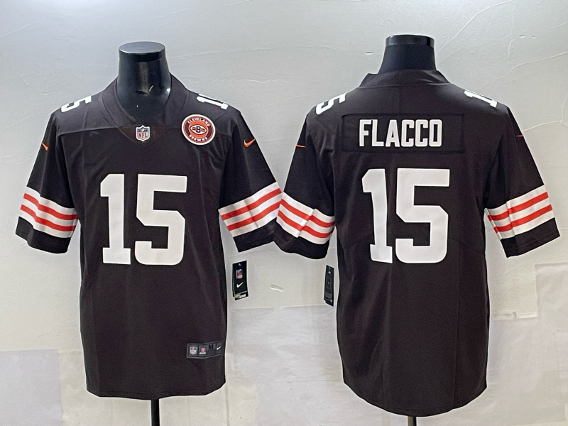 Men 2025 Cleveland Browns 15 Flacco brown Nike Limited NFL Jersey 001